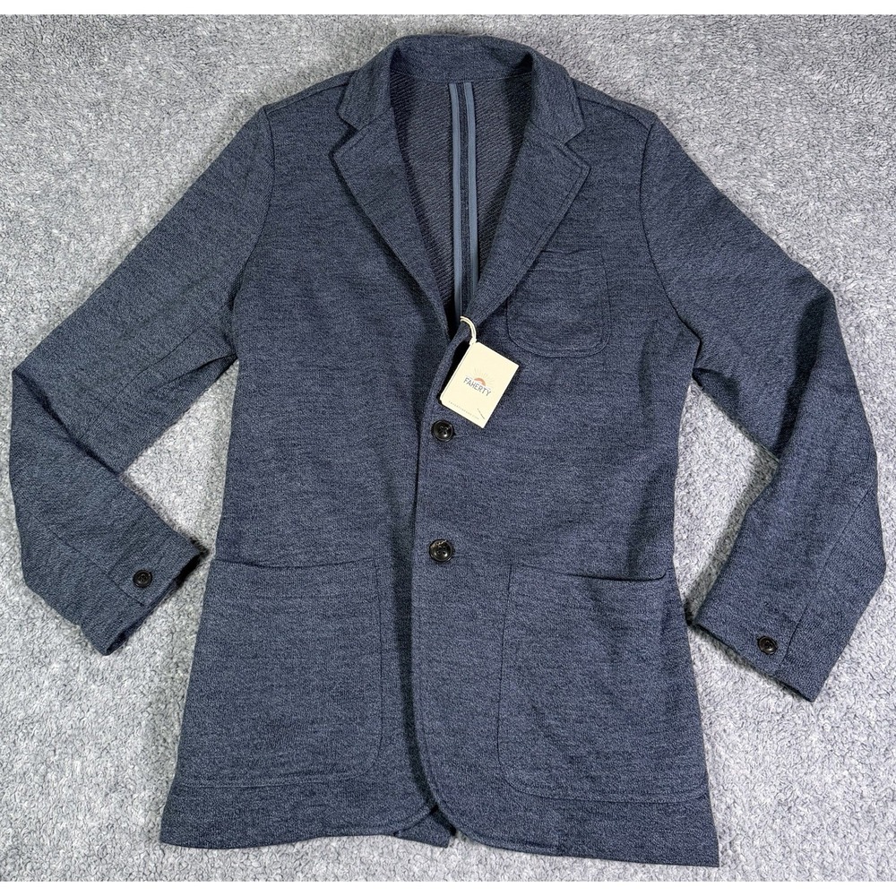 NWT Faherty Inlet Knit Blazer Men's Size Small Deep Navy Melange